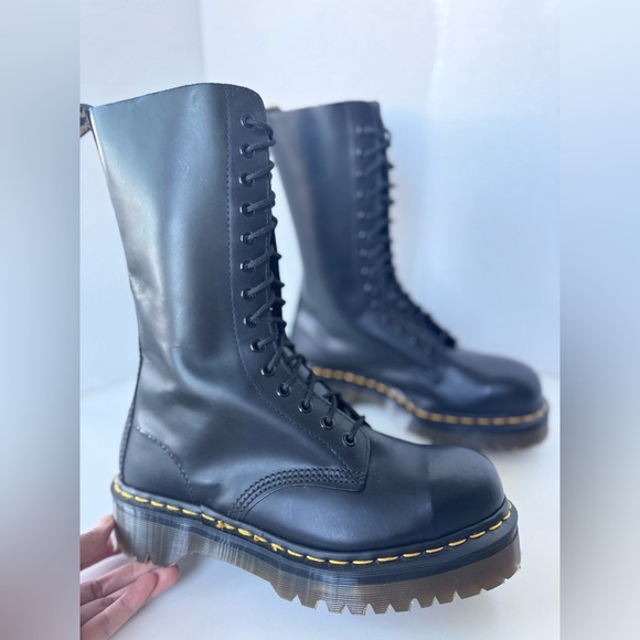 vintage 90s Dr Martens 14 eyelet steel toe platform combat boots england *flaws - Picture 9 of 16